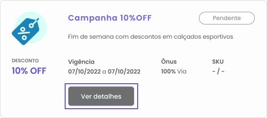 O card da campanha chama atenção para o botão com o texto Ver detalhes, que deve ser selecionado pra conferir como a campanha funciona.